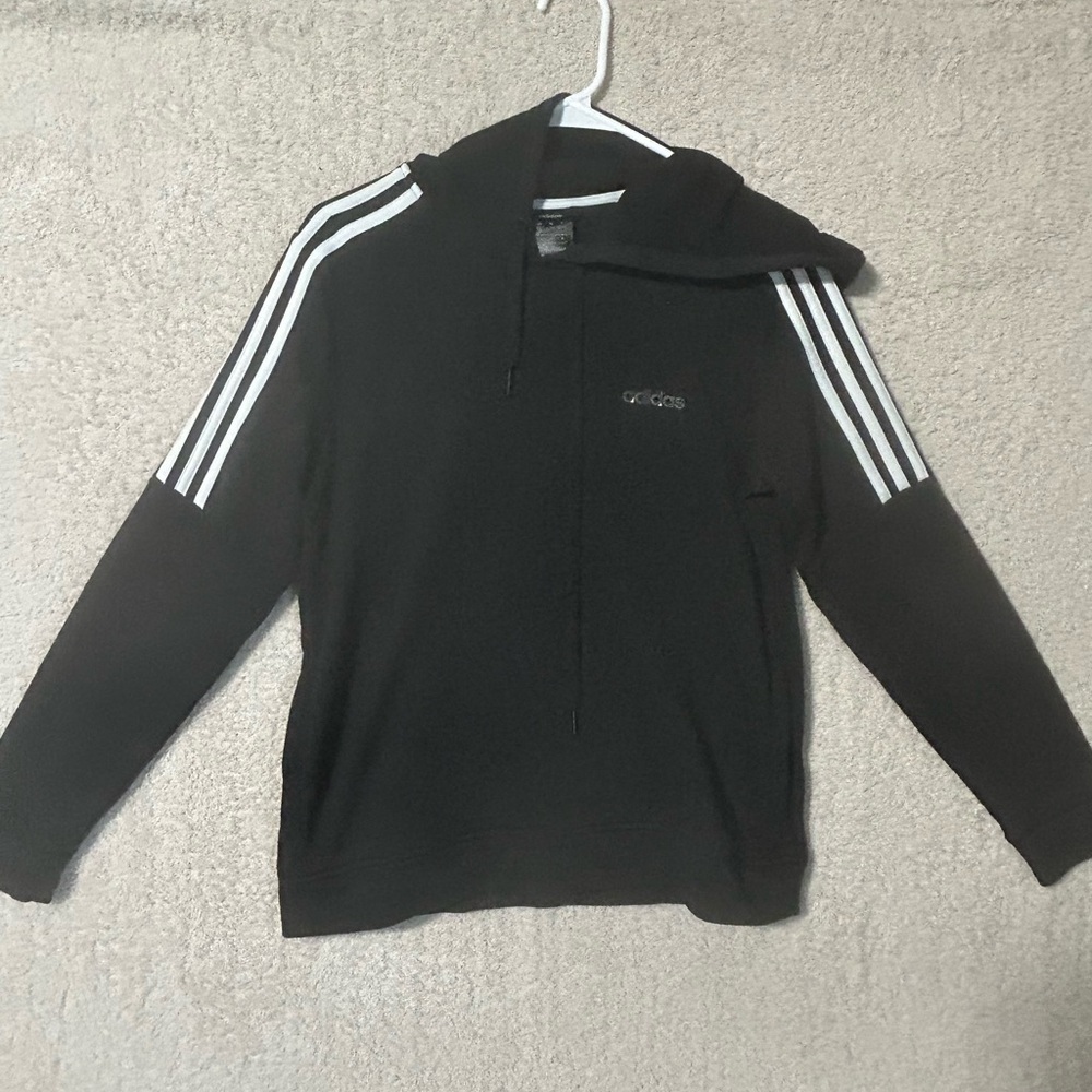 Adidas Mens Climalite Hoodie Size M Black Sweatshirt Logo Casual Comfort - Picture 1 of 6